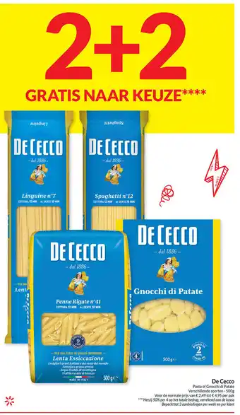 Intermarché De Cecco pasta 500G 2+2 gratis aanbieding