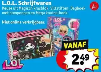 Kruidvat L.o.l. schrijfwaren aanbieding