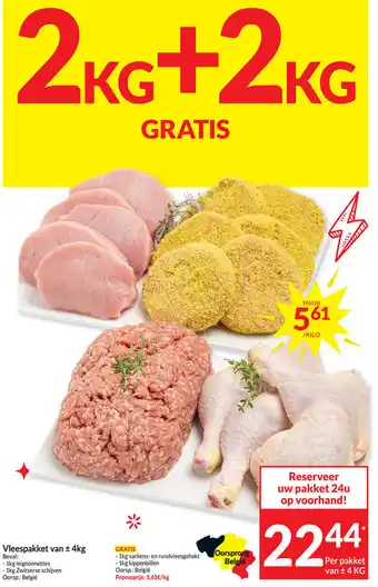 Intermarché Vleespakket van ± 4KG 2KG+2KG gratis aanbieding