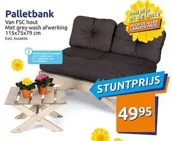 Action Palletbank 115x75x79cm aanbieding