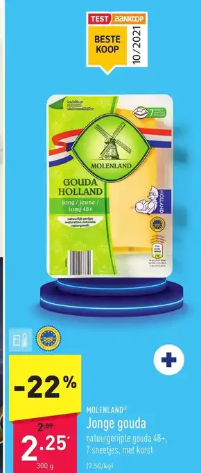 ALDI Molenland jonge gouda 300G aanbieding