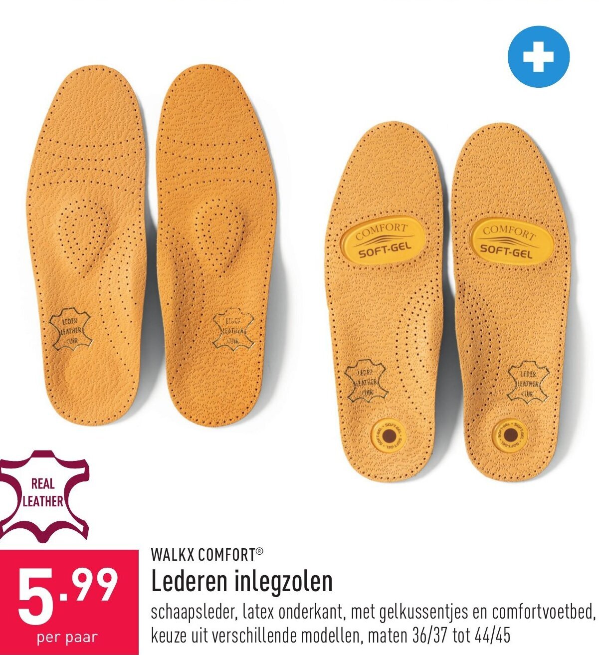 Walkx Comfort Lederen Inlegzolen promotie bij ALDI