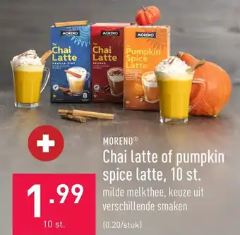ALDI Moreno Chai Latte of Pumpkin Spice Latte 10st aanbieding