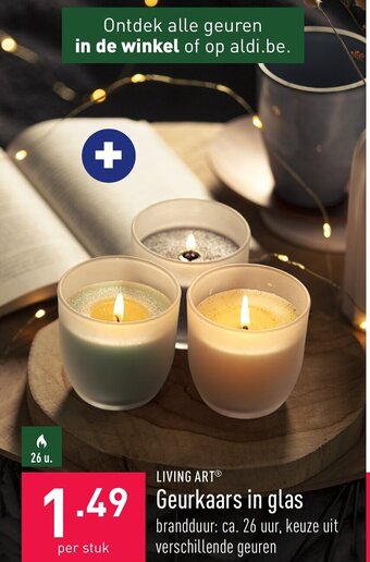 ALDI Living Art Geurkaars in Glas aanbieding