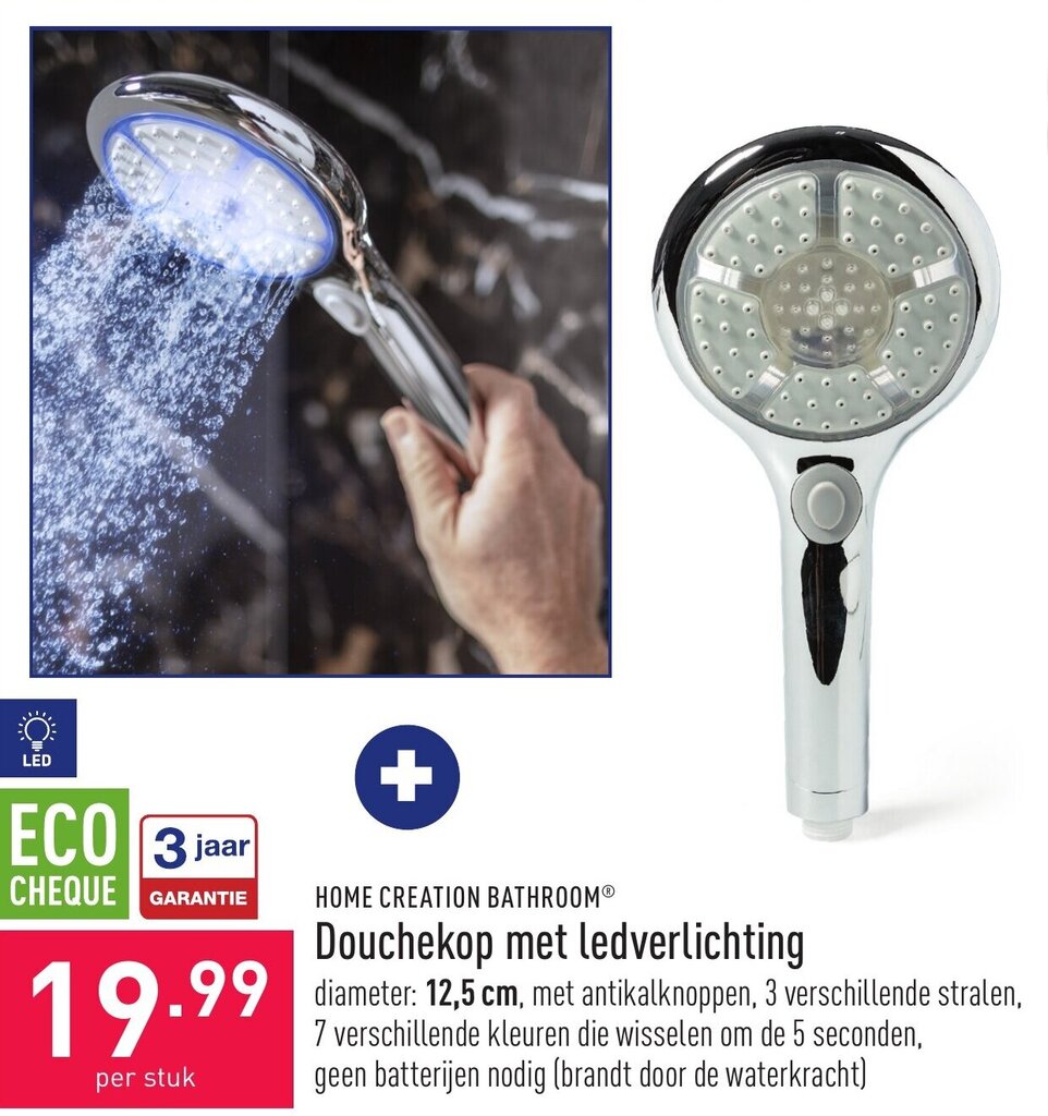 Home Creation Bathroom Douchekop met Ledverlichting promotie bij ALDI