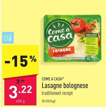 ALDI Come A Casa Lasagne Bolognese 400g aanbieding