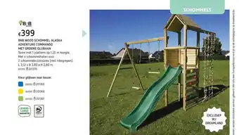 Dreamland Bnb Wood Schommel Alaska Adventure Commando Met Groene Glijbaan l3.12xb3.80xh2.8m aanbieding