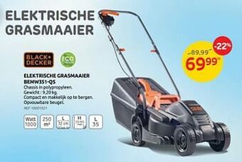 Brico Black+decker elektrische grasmaaier bemw351-qs aanbieding