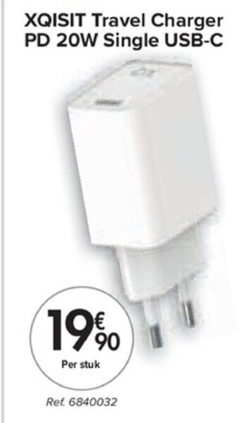 Carrefour XQISIT Travel Charger PD 20W Single USB-C aanbieding