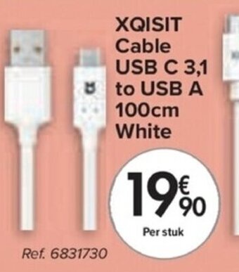 Carrefour XQISIT Cable USB C 3.1 to USB A 100cm White aanbieding
