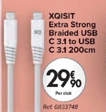 Carrefour XQISIT Extra Strong Braided USB C 3.1 to USB c 3.1 200cm aanbieding