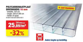 Polycarbonaat Driewandig 16 Mm