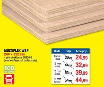 Hubo Multiplex wbp 244x122cm aanbieding