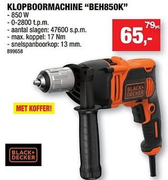 Hubo Black + decker klopboormachine beh850k aanbieding