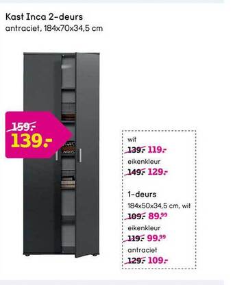 Leen Bakker Kast inca 2-deurs aanbieding
