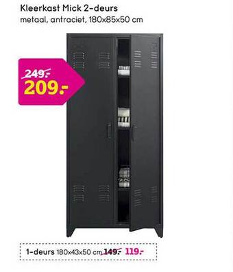 Leen Bakker Kleerkast mick 2-deurs aanbieding
