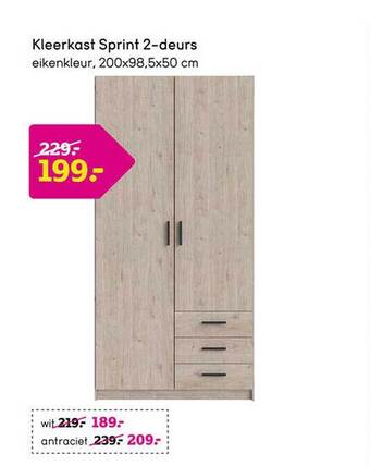 Leen Bakker Kleerkast sprint 2-deurs aanbieding