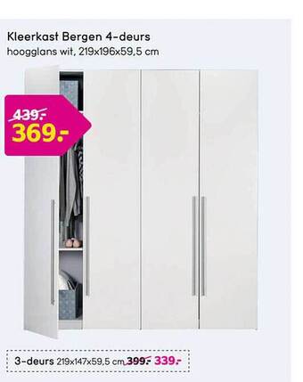Leen Bakker Kleerkast bergen 4-deurs aanbieding