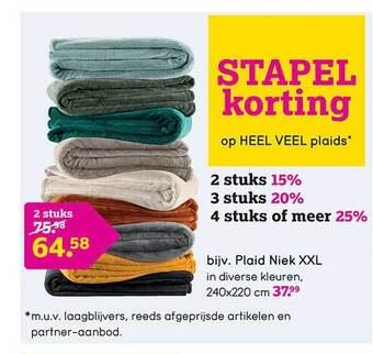 Leen Bakker Plaid niek xxl aanbieding