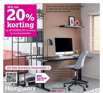 Leen Bakker Bureau zit-sta homeworx aanbieding