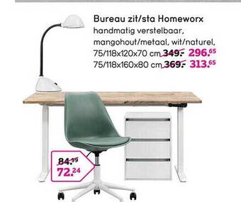 Leen Bakker Bureau zit-sta homeworx aanbieding