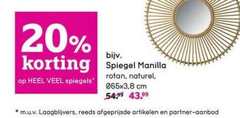 Leen Bakker Spiegel manilla aanbieding