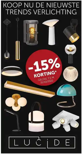 Zelfbouwmarkt Lucide trends verlichting aanbieding