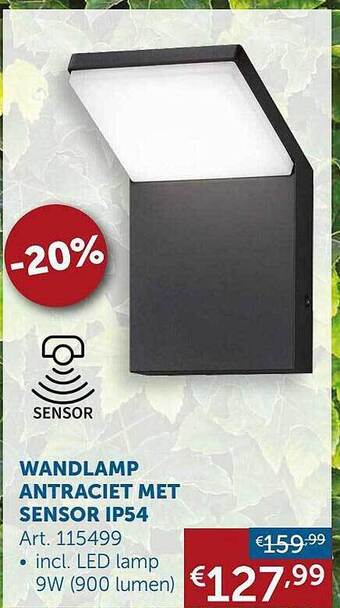 Zelfbouwmarkt Wandlamp antraciet met sensor ip54 aanbieding