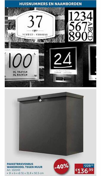 Zelfbouwmarkt Pakketbrievenbus wandmodel tegen muur aanbieding