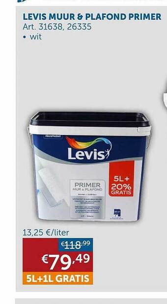 Zelfbouwmarkt Levis muur & plafond primer aanbieding