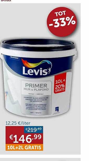 Zelfbouwmarkt Levis primer mur & plafond aanbieding