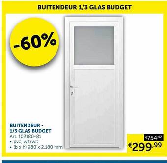 Zelfbouwmarkt Buitendeur 1-3 glas budget aanbieding