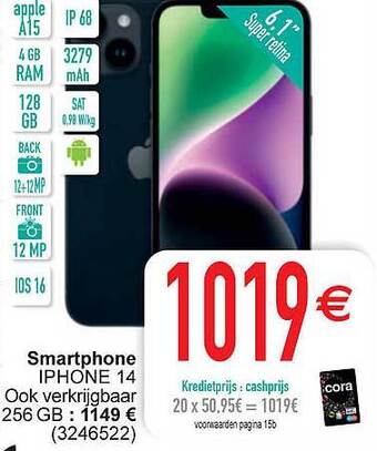 Cora Smartphone iphone 14 aanbieding