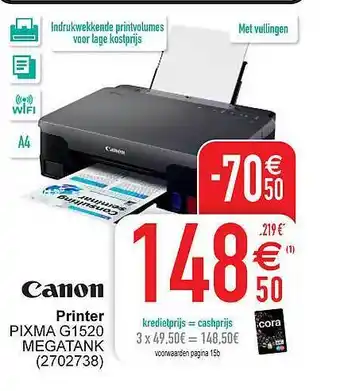 Cora Canon printer pixma g1520 megatank aanbieding