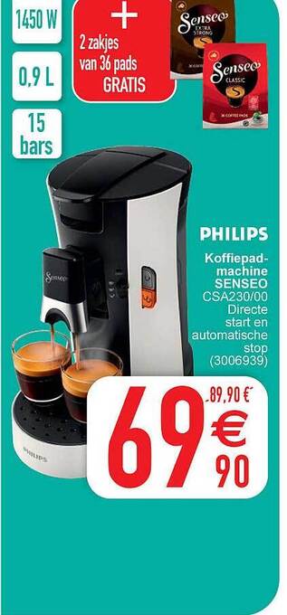 Cora Philips koffiepadmachine senseo aanbieding