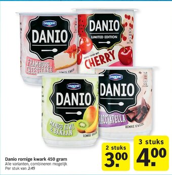 Albert Heijn Danio romige kwark 450 gram aanbieding