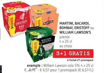 Spar Martini, bacardi, bombay, eristoff ou william lawson's aanbieding