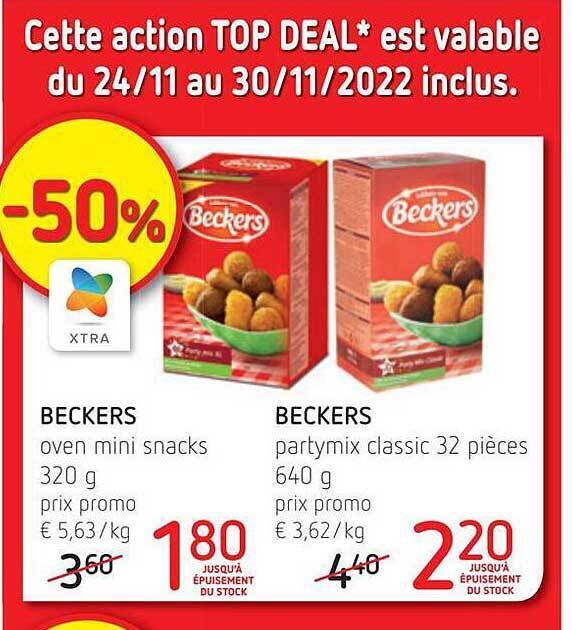 Beckers oven mini snacks, beckers partymix classic promotie bij Spar