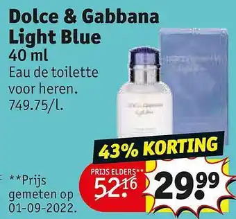 Kruidvat Dolce & gabbana light blue 40 ml eau de toilette voor heren aanbieding