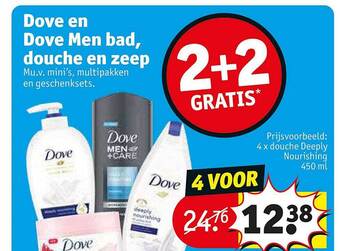 Kruidvat Dove en dove men bad, douche en zeep 2+2 gratis aanbieding
