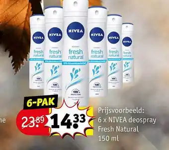Kruidvat Nivea deospray fresh natural 150 ml aanbieding