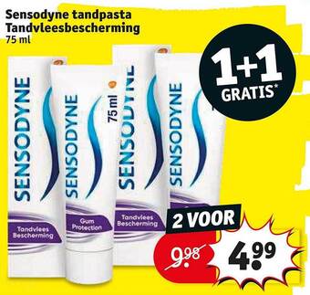 Kruidvat Sensodyne tandpasta tandvleesbescherming 1+1 gratis aanbieding