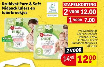 Kruidvat Kruidvat pure & soft midpack luiers en luierbroekjes aanbieding