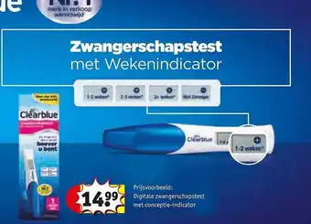 Kruidvat Clearblue digitale zwangerschapstest met conceptie-indicator aanbieding