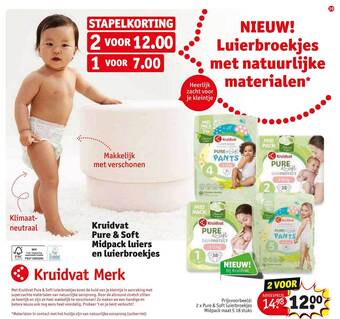 Kruidvat Kruidvat pure & soft midpack luiers en luierbroekjes aanbieding