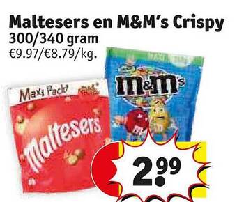 Maltesers en m&m's crispy