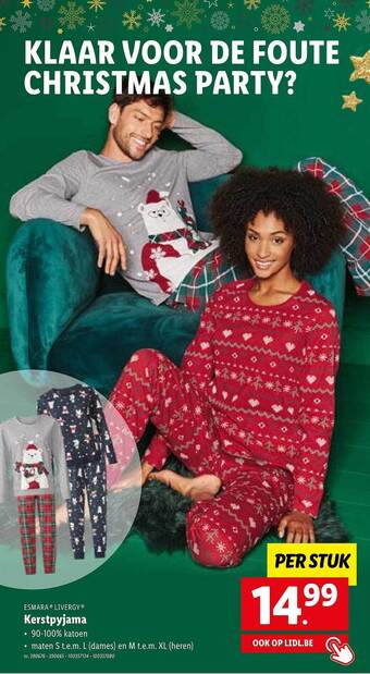 Lidl Esmara livergy kerstpyjama aanbieding