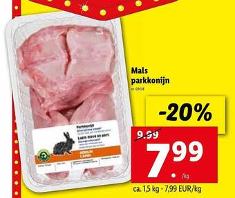 Lidl Mals parkkonijn aanbieding