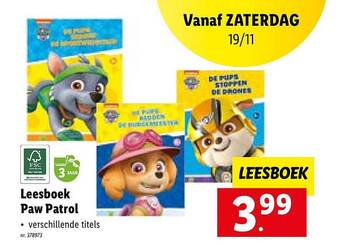 Lidl Leesboek paw patrol aanbieding