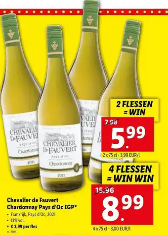 Lidl Chevaluer de fauvert chardonnay pays d'oc igp aanbieding